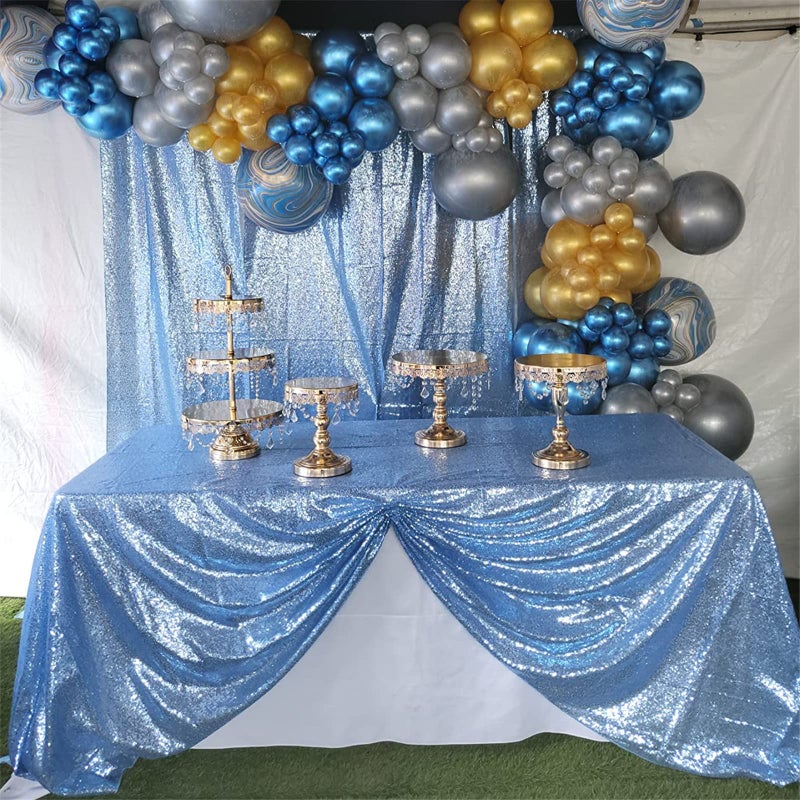 B.Cool B-COOL Sequin Tablecloth Glitter Rectangle Table Cloth Wedding Party Table Drape Baby Blue Restaurant Kitchen Linen 50x80 inches - Image 4
